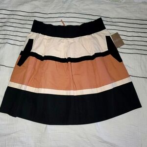 NWT HD in Paris, Anthropologie Colorblock Skirt, L, Black/tan/cream